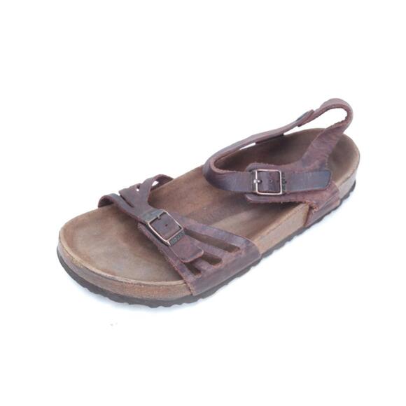 Birkenstock Bali Sandals SOFT FOOTBED Oiled Leather Buckle Shoes  39 L 8 - Picture 1 of 12